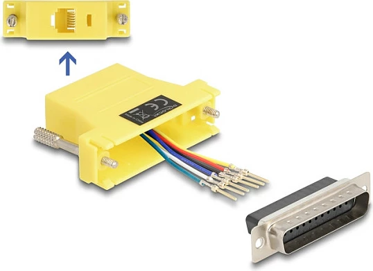 Adapter DeLOCK D-Sub 25 (DB25) mashkull në RJ12 femër, kit montimi, i verdhë