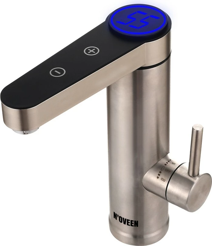 ngrohës uji momental me rubinet NOVEEN IWH960, 30-55°C, 2-2.5 l/min, INOX, panel me prekje, ekran LED, IPX4, silver