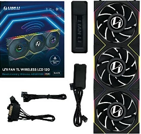 Ventilator kasë Lian Li UNI FAN TL120 LCD Reverse Blade Wireless, 120mm, 3 copë, i zi