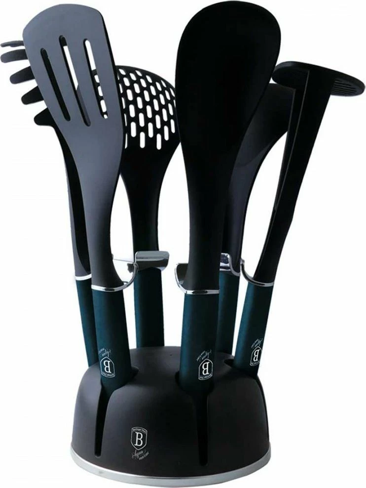 Set veglash kuzhine Berlinger Haus BH-6245 7 copë nylon me mbajtëse rrotulluese, e zezë/navy