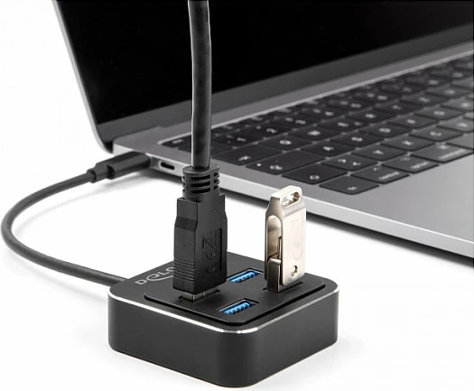 Hub USB-C DeLOCK, 4x USB-A, USB 3.2 Gen 2 10Gbps, 0.19m, i zi