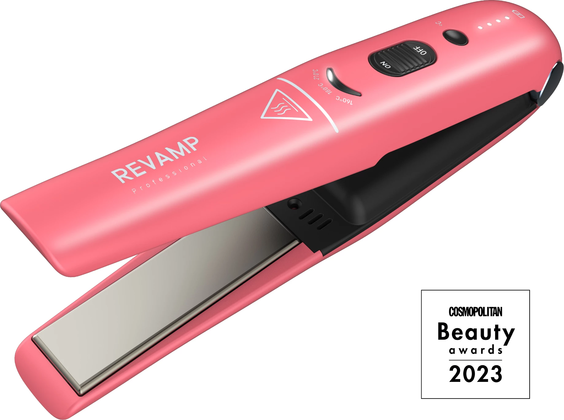 Hekur për flokë Revamp Progloss Liberate ST-1700, cordless, pllaka qeramike jonike, 160-210°C, me çantë udhëtimi, rozë