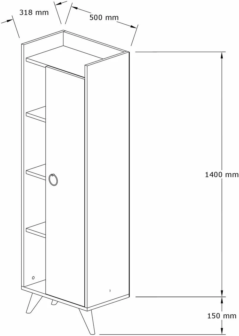 Dollap për banjo, i bardhë, Hanah Home Ilgım