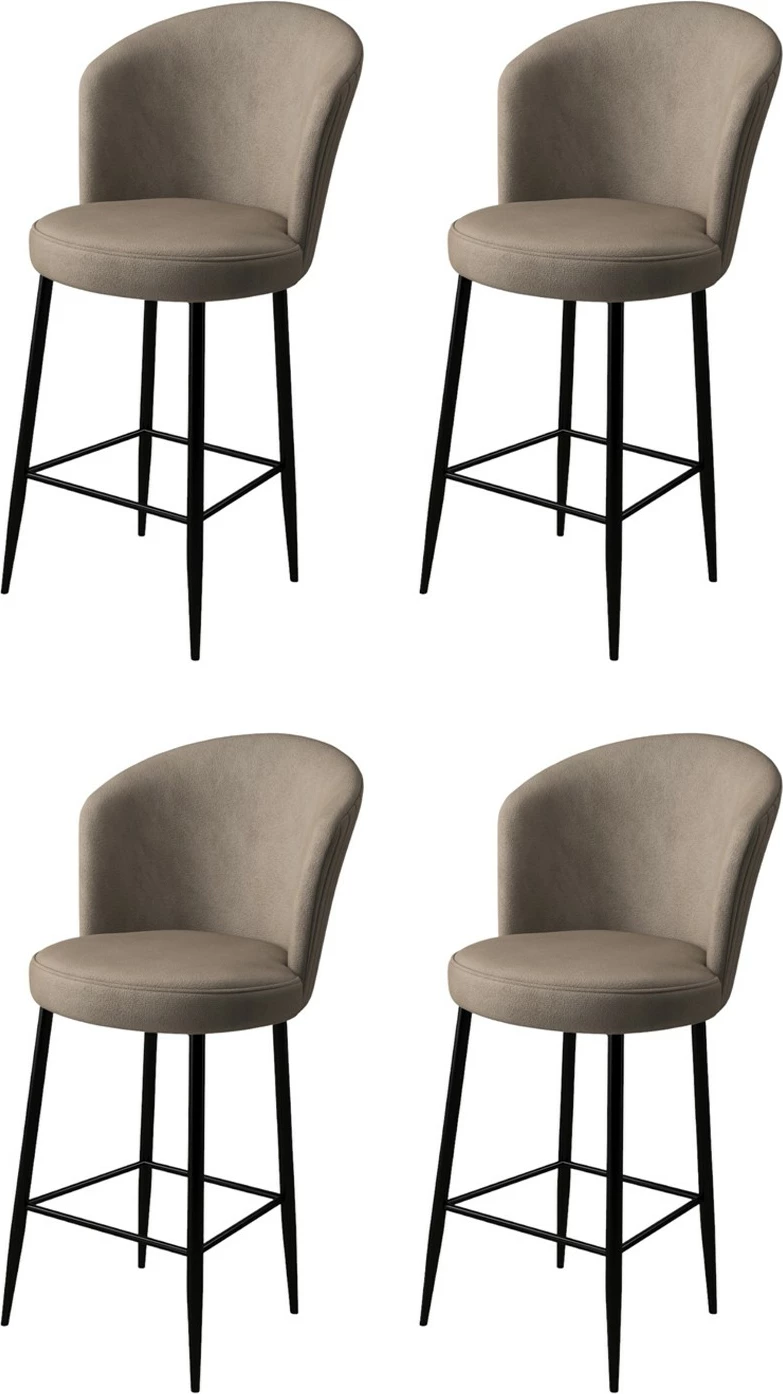 Set karrigesh për bar (4 copë), Hanah Home, Fora, kapuçino, e zezë