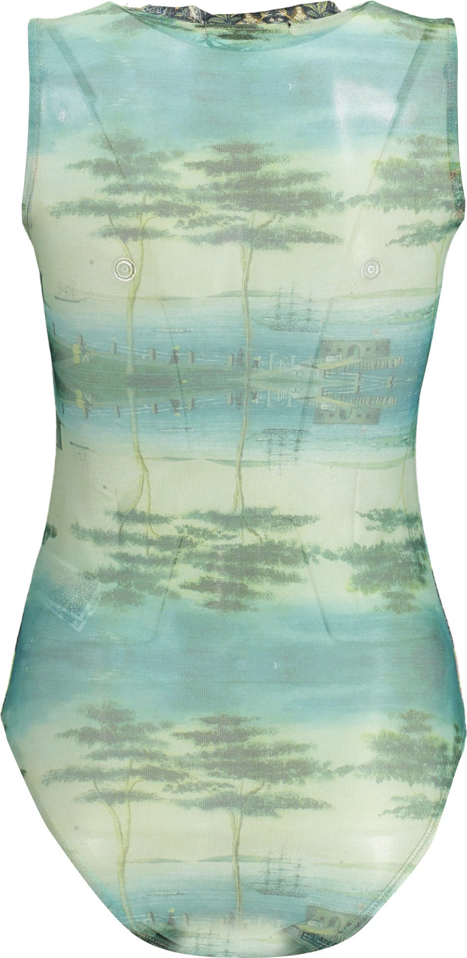 Body top për femra Desigual, e gjelbër