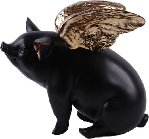 Dekor derr me krahë, ngjyrë e zezë dhe ari, 26x17x23cm