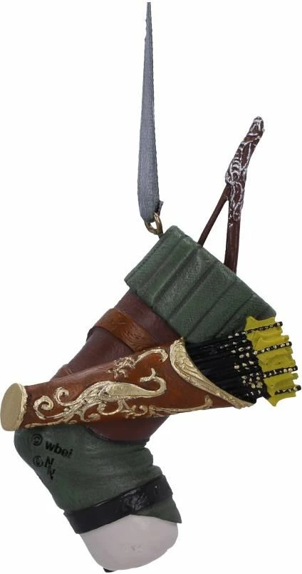 Ornament varëse çorape Krishtlindjesh NEMESIS NOW Lord of the Rings Legolas 8.8 cm, polyresin, në kuti dhurate, jeshile/kafe