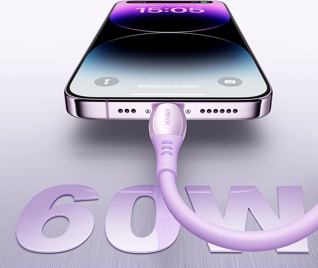 Kabllo USB-C në USB-C Joyroom S-A59 Vibrant Series 60W 1.2m, vjollcë