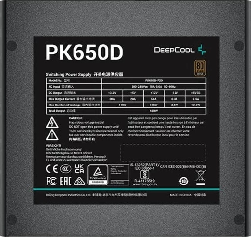 Kasë furnizuesi DEEPCOOL PK650D, 650W, 80 PLUS Bronze, e zezë