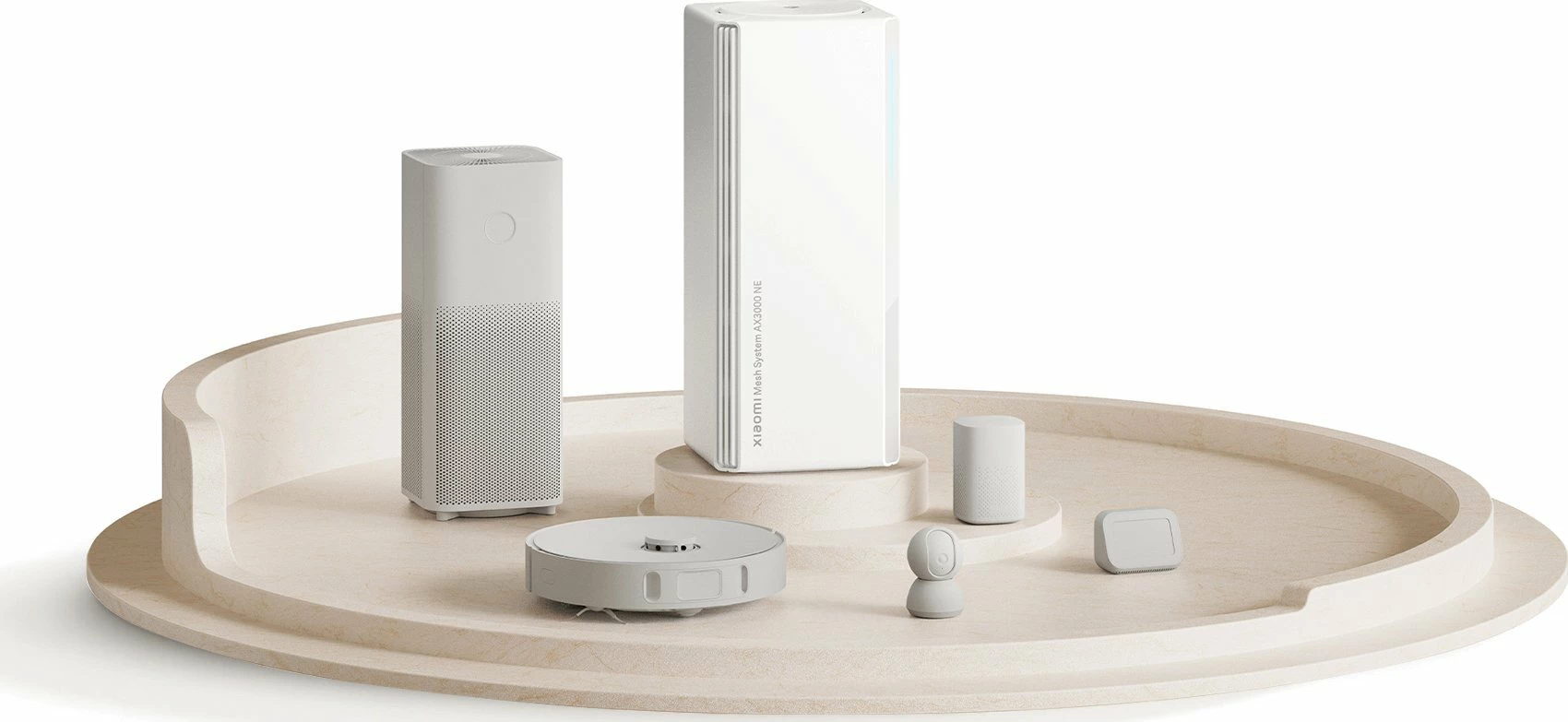 Sistem router mesh Xiaomi AX3000 NE Wi‑Fi 6, 4x Gigabit RJ45, WPA3, NFC, i bardhë, set 3 copë