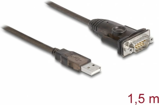 Adapter USB 2.0 DeLOCK, Type-A në RS-232 DB-9, 1.5m, zi