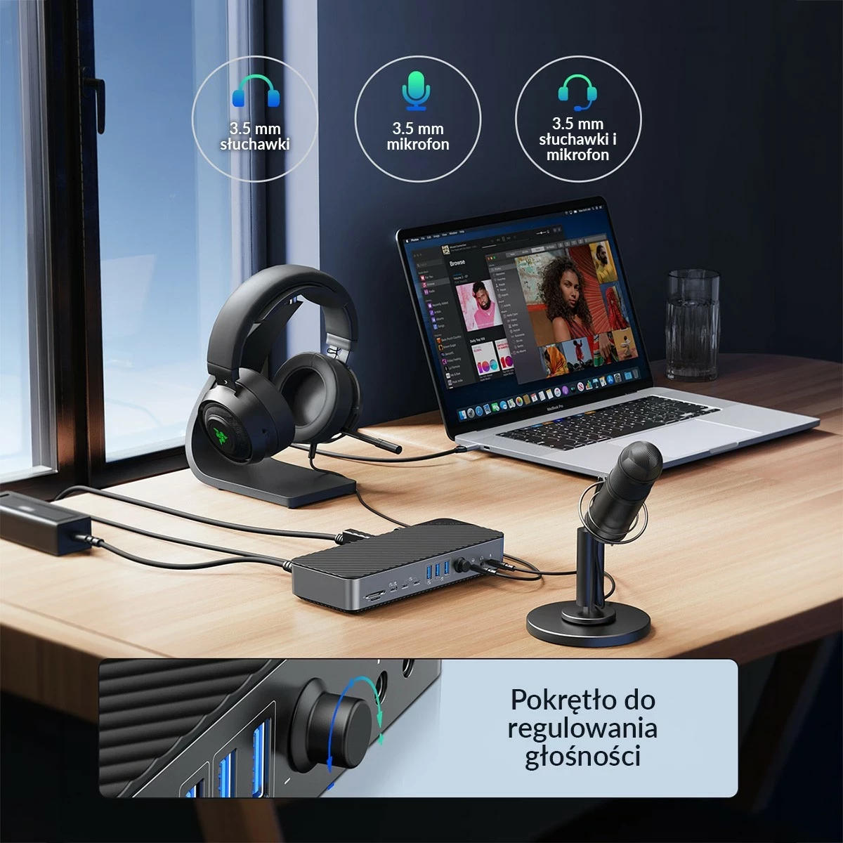 Stacion dokimi Orico USB-C DisplayLink, 10Gbps, 4x 4K@60Hz, PD 60W, i zi