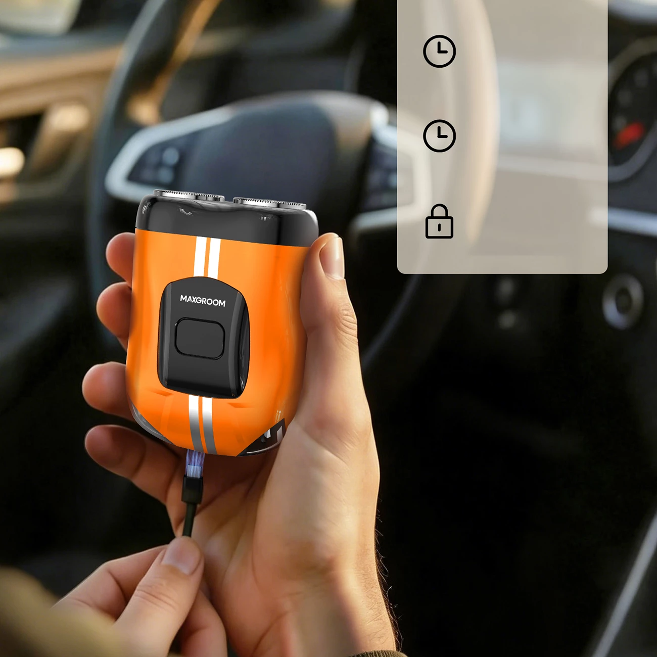 Makinë rroje MAXGROOM M-501, 8000 RPM, IPX7, 400 mAh, USB-C, portokalli, në kuti