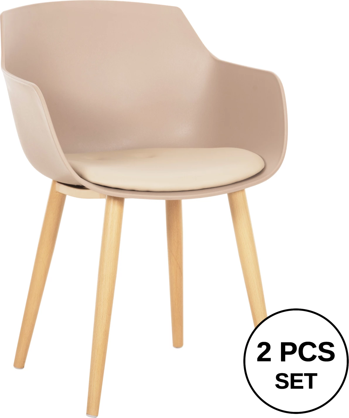 Karrige për ngrënie LUCIE FH8242.11, ngjyrë kapuçino, këmbë metalike ngjyrë druri, 56x55.5x80H cm., set prej 2 copë