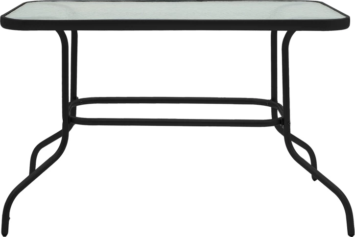 Set tavoline për kopsht Valor-Tade, 5 copë, metal i zi-xham, 110x60x70cm