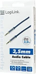 Kabllo audio LogiLink AUX 3.5mm (mashkull-në-mashkull), 3m, metal, blu