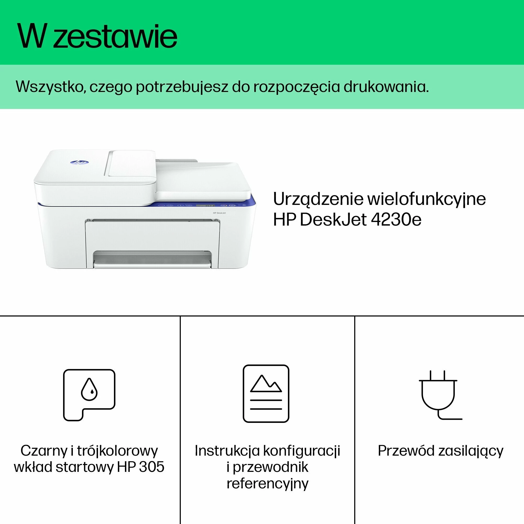 Printer multifunksional HP DeskJet 4230e 60K30B, inkjet ngjyrë, A4, Wi‑Fi, USB, ADF 35 fletë, blu