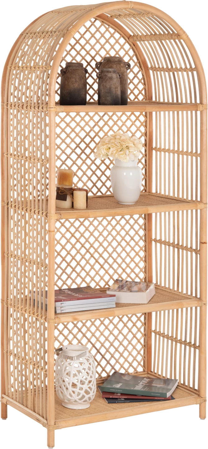 Raft librash FH9552 prej ratanit natyral, ngjyrë natyrale, 80x40x182H cm