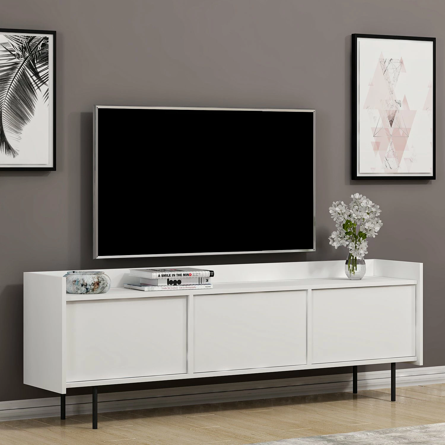 Komodë TV Hanah Home, Atlas, e bardhë