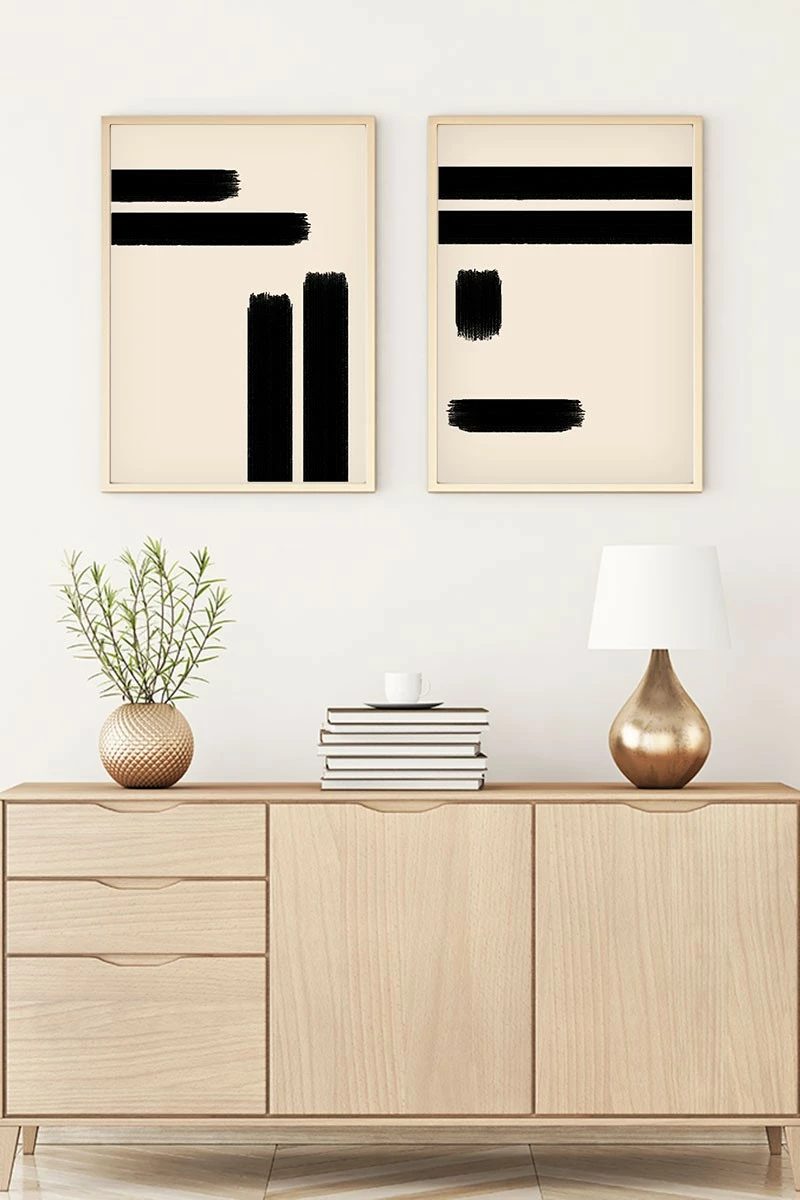 Pikturë dekorative me kornizë MDF (2 copë), Wallity, Huhu200, 30x40cm