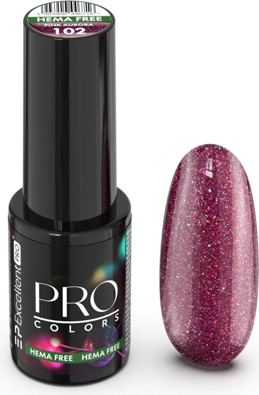 Llak për thonj për femra Excellent PRO Pro Colors Hema Free CatEye Hybrid 102 Pink Aurora, 7g