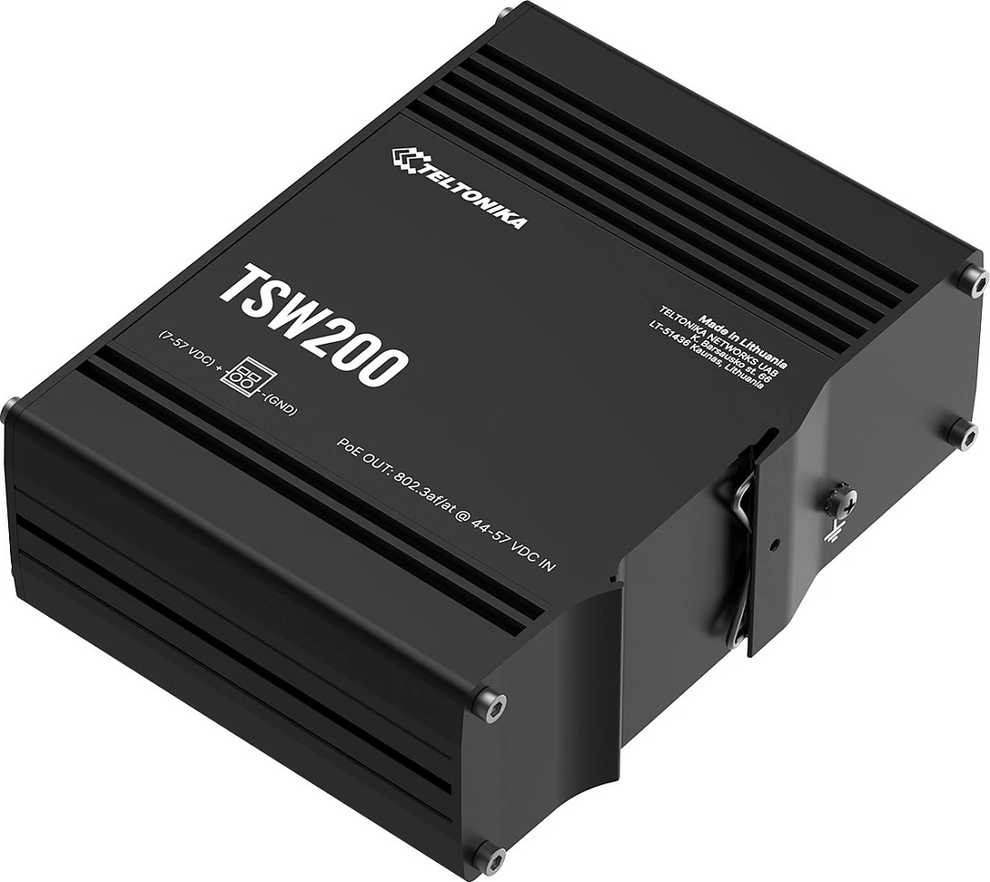 Switch industrial Teltonika TSW200, 8x Gigabit PoE, 2x SFP, montim DIN/Wall, i zi