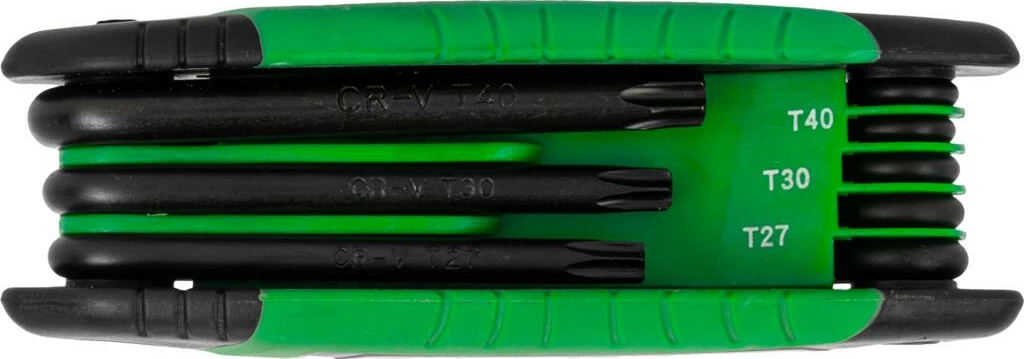 Garniturë çelësa Torx palosës Proline 48362 T9-T40, e zezë/gjelbër (8 copë)