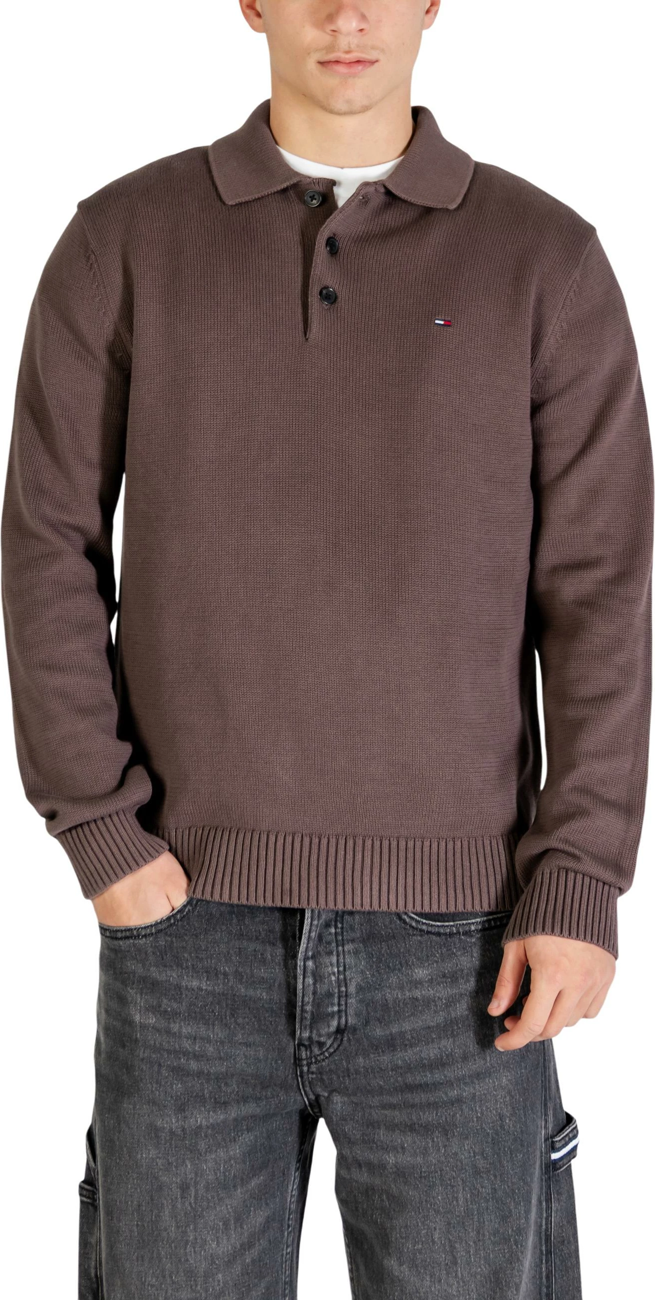 Xhemper për meshkuj Tommy Hilfiger Jeans DM0DM22647, ngjyrë çokollatë