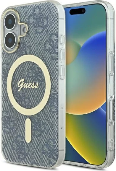 Mbështjellës Guess IML 4G MagSafe për iPhone 16, Kaltër