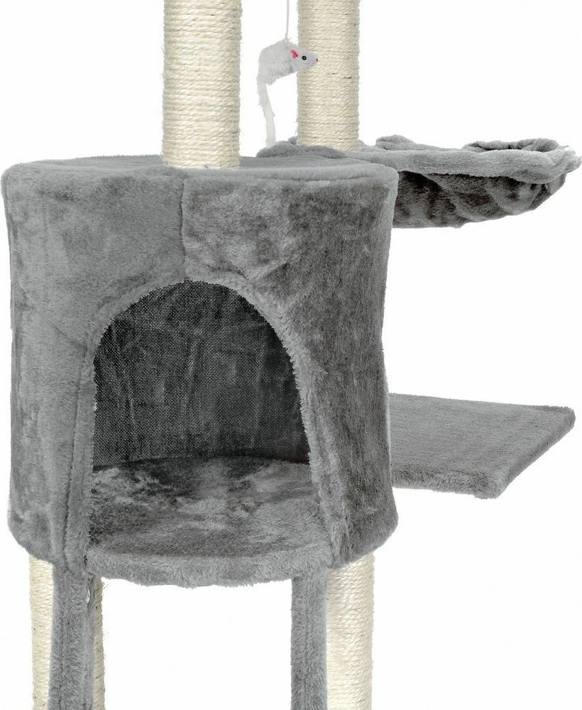 Kullë gërvishtëse për mace Funfit Universal 1808 XL me lodra, sisal natyral, gri