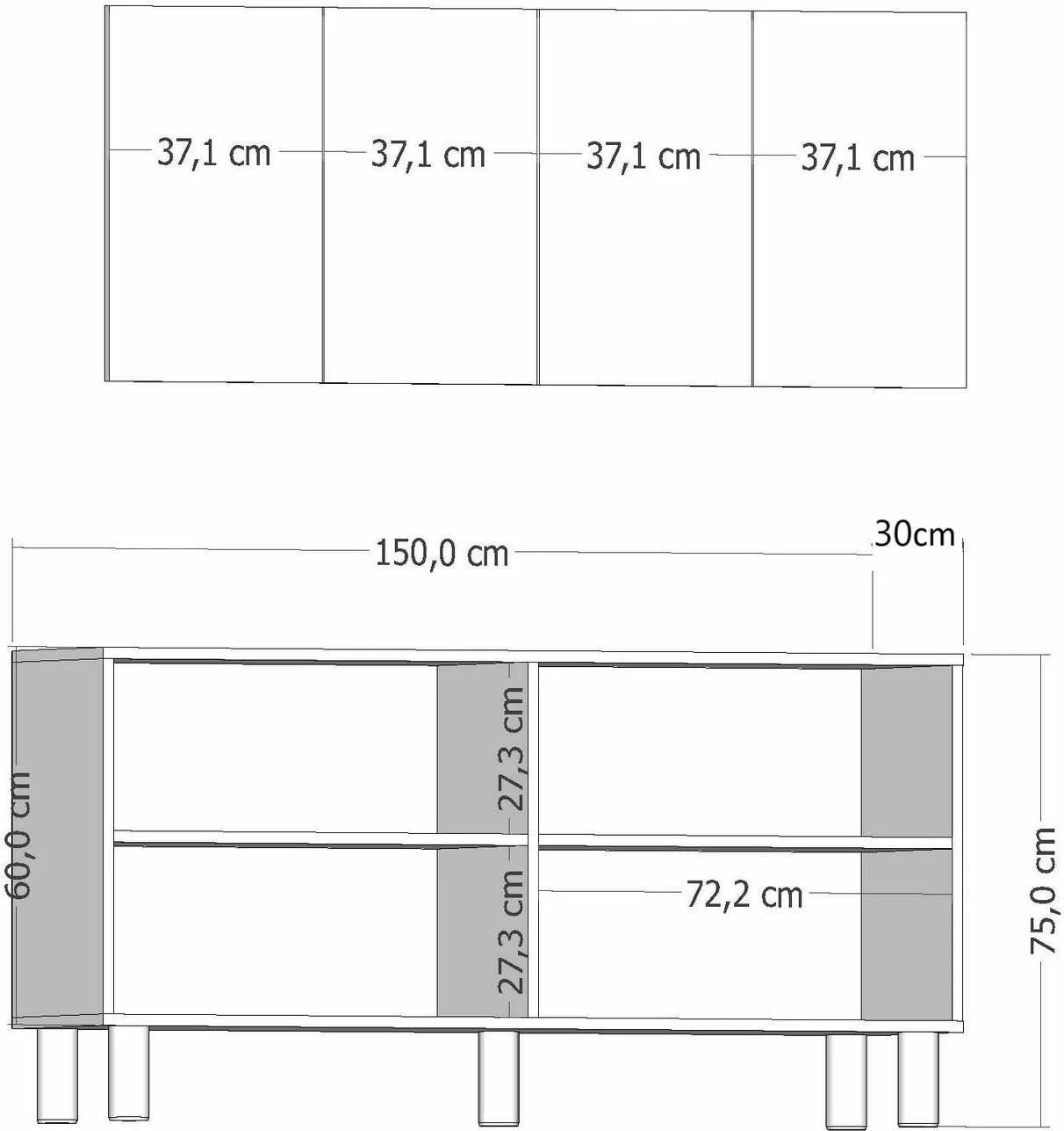 Konsol Skye Decor, ngjyrë lis safir dhe e bardhë