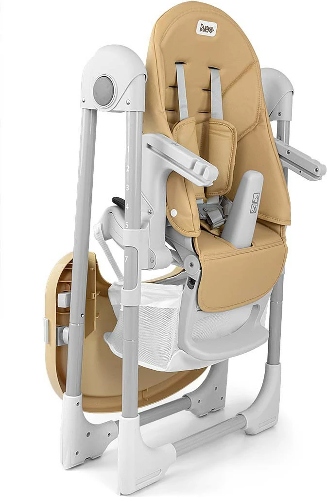 Karrige e lartë ushqimi, Milly Mally, Bueno 3764, rregullim 7 nivele, shpinore me shtrirje, tabaka e heqshme, deri 15 kg, bezhë