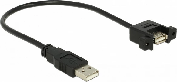 Kabllo zgjatëse USB DeLOCK 85462, USB-A mashkull në USB-A femër (panel mount), 0.25 m, USB 2.0, e zezë