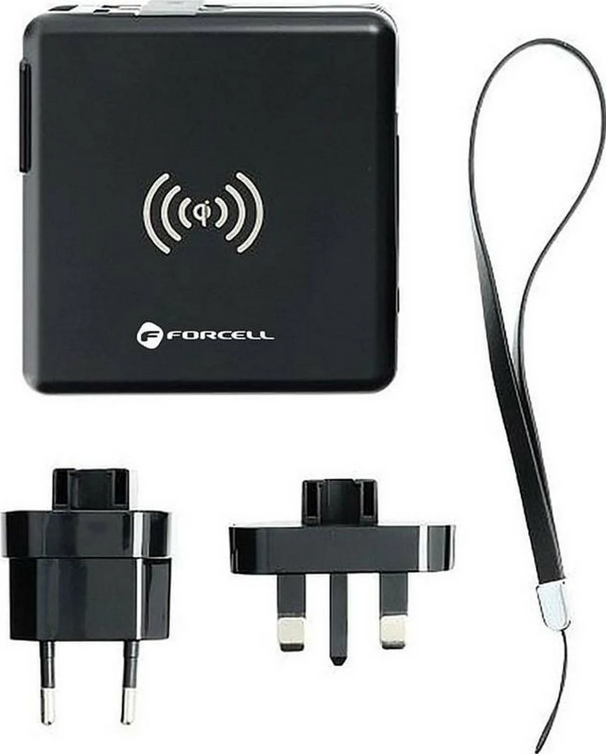 Karikues multifunksional Forcell F-ENERGY 5në1, 10000mAh, 20W PD, wireless 15W, me kabllo Type-C/Lightning, e zezë