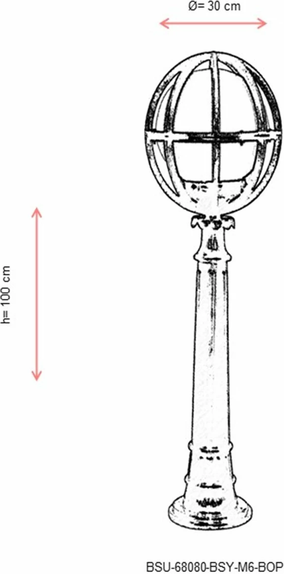 Llambë dyshemeje për jashtë, Opviq, BSU-68080-BSY-M6-BOP, e zezë