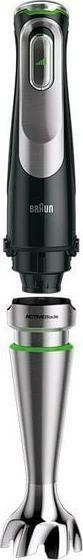 Blender dore Braun MQ9195XLI 1200 W me procesor ushqimi, grirës, rrahëse dhe gota, Inox/zi