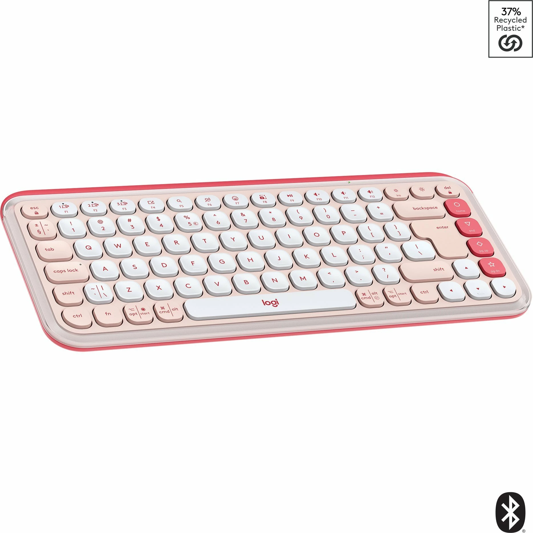 Tastierë pa kabllo Bluetooth Logitech POP Icon Keys 920-013073, US INTL, pa numpad, rozë