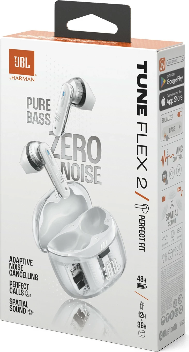 Kufje JBL Tune Flex 2 Ghost Edition, pa kabllo, ANC, deri 48 orë, të bardha