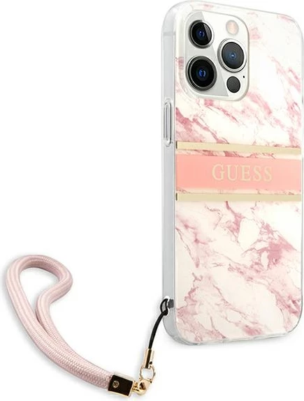Mbështjellës Guess Marble Strap për iPhone 13 Pro Max 6.7", Rozë