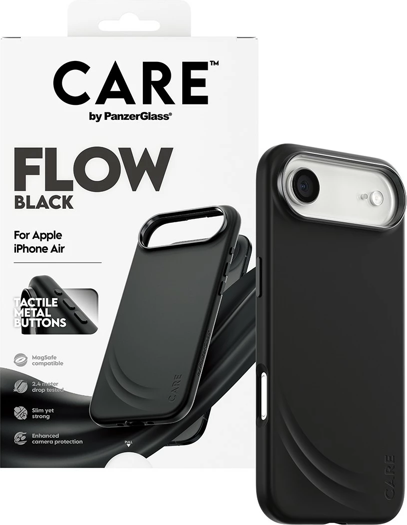 Mbështjellës PanzerGlass CARE Feature FLOW Case me MagSafe për iPhone Air, zi