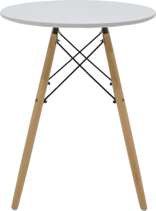 Set tavoline me karrige, Julita-Noor, MDF e bardhë, karrige me material bezhë, 3 copë, Φ60x73cm