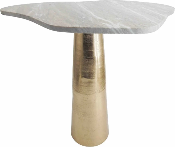 Tavolinë anësore Curve, ngjyrë ari-bardhë, 59.75x47x56 cm