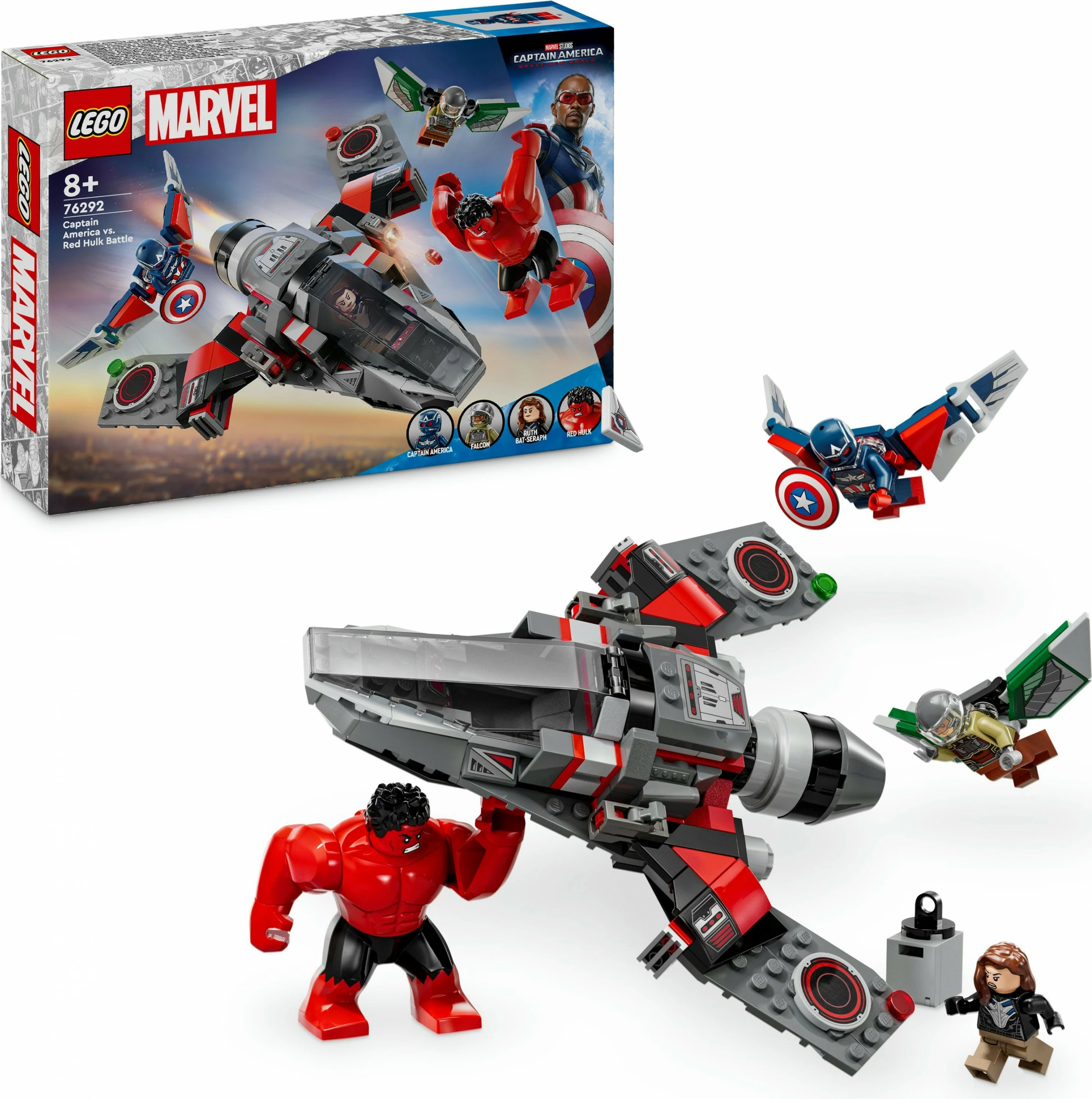 Set ndërtimi LEGO Marvel 76292 Captain America vs Red Hulk, shumëngjyrësh