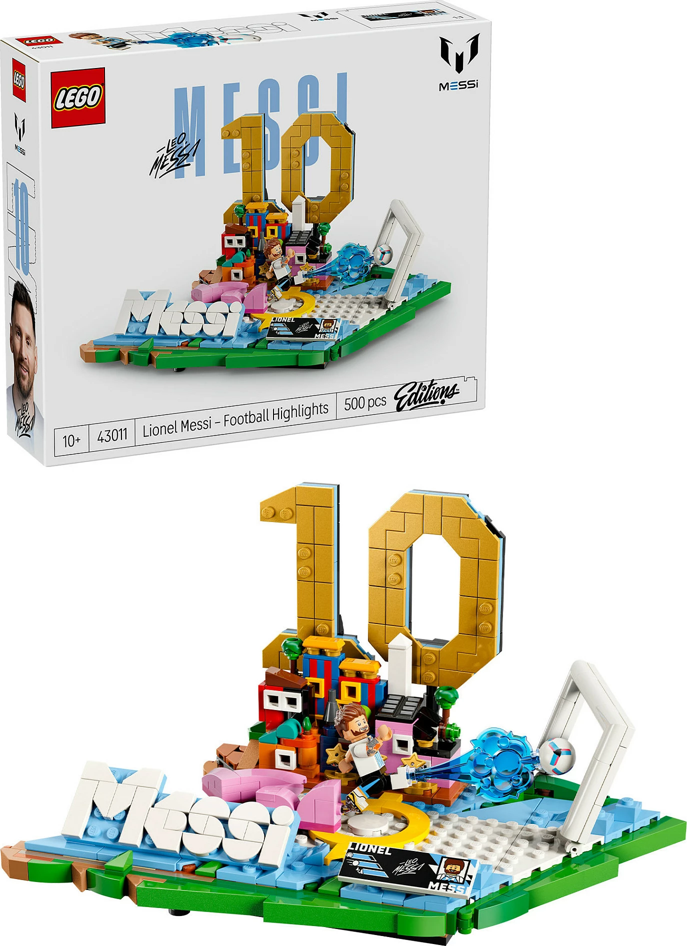Set ndërtimi LEGO 43011 Lionel Messi Football Highlights, 500 copë, multikolor