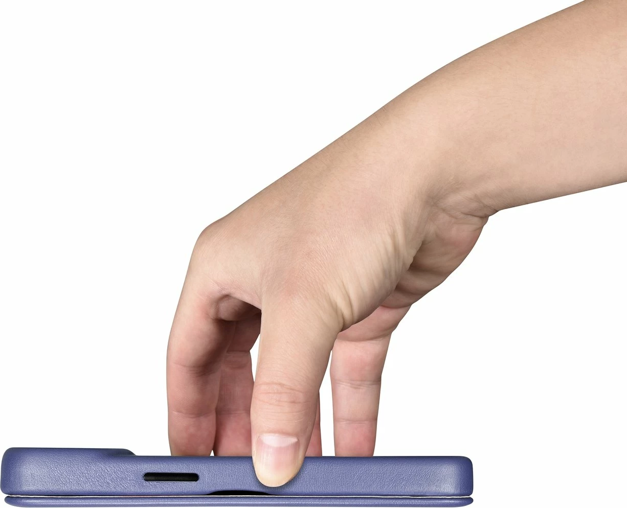 Mbështjellës iCarer CE Premium lëkure për iPhone 14 Pro Max, MagSafe, Vjollcë e lehtë