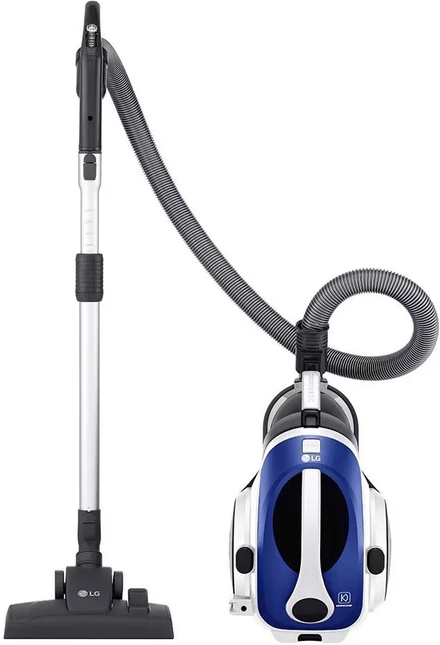 Fshesë me korrent, LG, VK8506NHAC, Kompressor pa qese 450 W me filtër 2-shtresor, blu e bardhë