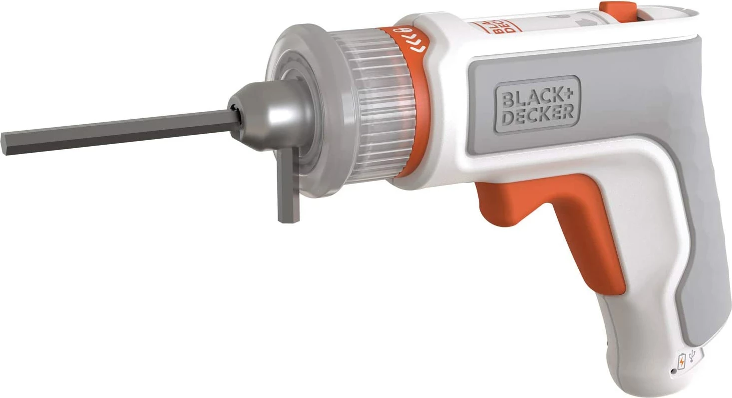 Vidhosës elektrik pa kabllo Black&Decker BCRTA01 3.6V, 1.5Ah, 5.5Nm, LED + aksesorë, Gri/Portokalli