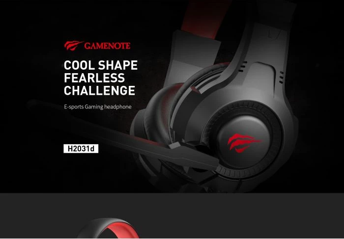 Kufje gaming HAVIT Gamenote H2031d, me mikrofon, LED i kuq, 40mm, kabllo 2m, lidhje 2x3.5mm + USB, zi/kuq