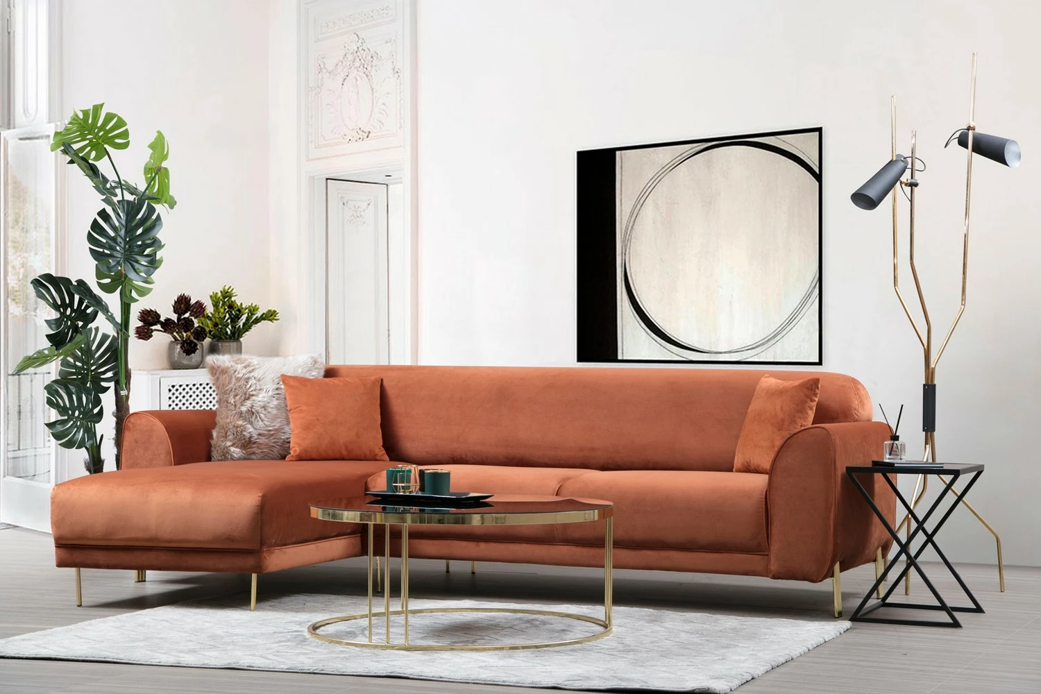 Kënd-sofë krevate Atelier del Sofa, këndi majtas, ngjyrë kanelle (Chl-3R)