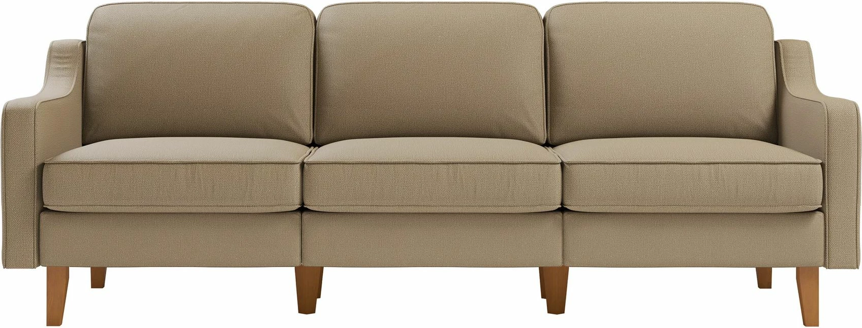 Divan treshe Robin Extra, ngjyrë bezhë, këmbë druri arre